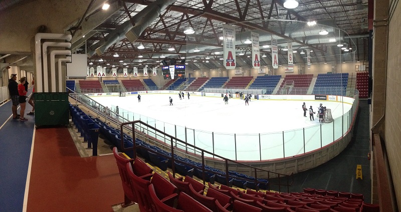 A panoramic view of the Andrew H. McCain Arena