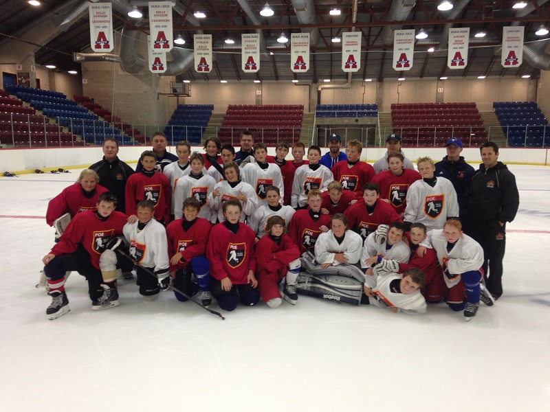 The participants of the POE Under 14 specialized Acadia hockey camp in partnership with the Atlantic Hockey Group